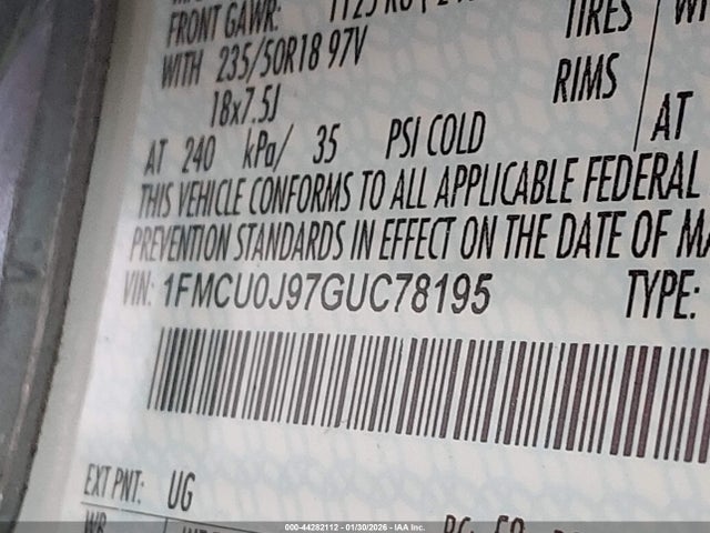 1FMCU0J97GUC78195 Ford Escape Titanium