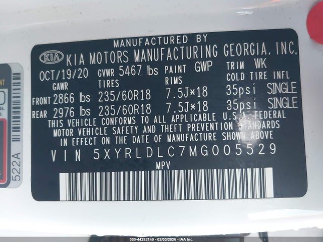 KIA SORENTO S 2021 5XYRLDLC7MG005529 Image 9