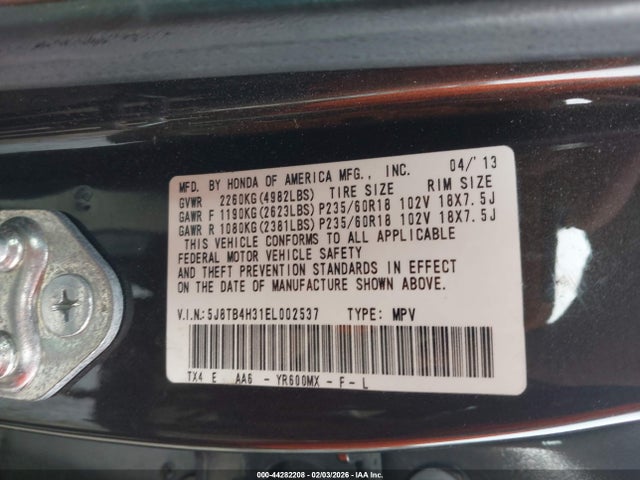 Aukcja sprzedaży 2014 Acura Rdx, vin: 5J8TB4H31EL002537, numer aukcji: 44282208
