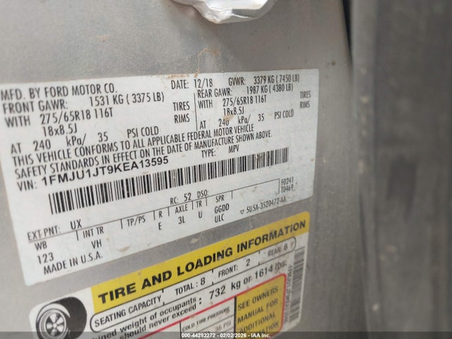 1FMJU1JT9KEA13595 Ford Expedition Xlt
