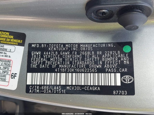 2006 TOYOTA CAMRY 4T1BF30K16U622565 Photo 8