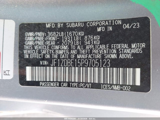 Subaru Brz Limited 2023 JF1ZDBE15P9705123 Image 9