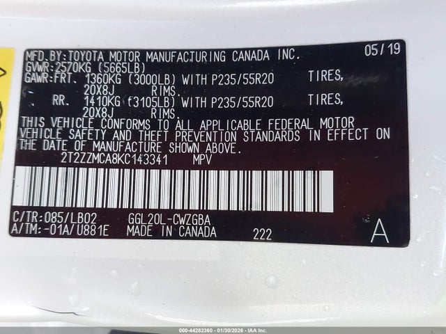 2T2ZZMCA8KC143341 Lexus RX 350