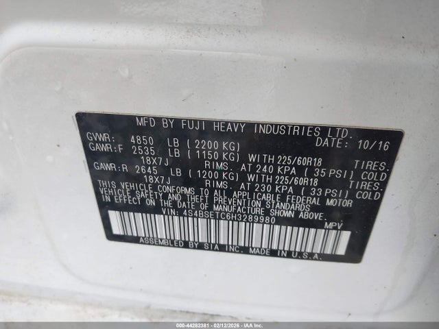 4S4BSETC6H3289980 Subaru Outback 3.6r Touring