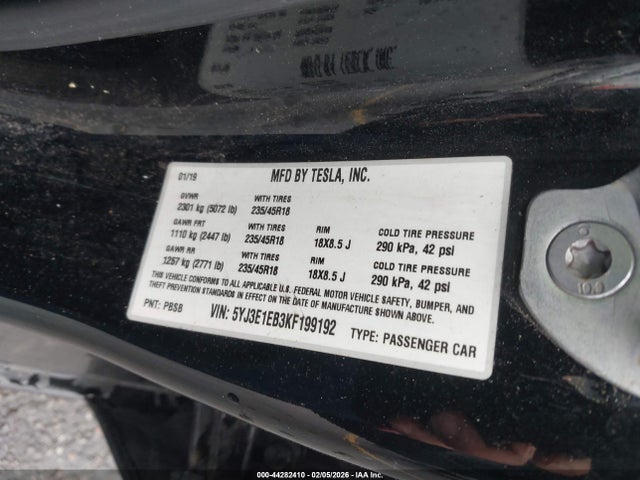 2019 TESLA MODEL 3 5YJ3E1EB3KF199192 Photo 8