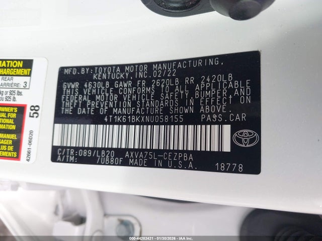 4T1K61BKXNU058155 Toyota Camry Xse Awd