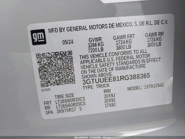 3GTUUEE81RG388365 GMC Sierra 1500 4wd Short Box At4