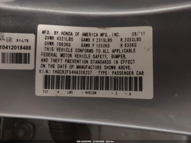 1HGCR2F54HA306207 Honda Accord Sport