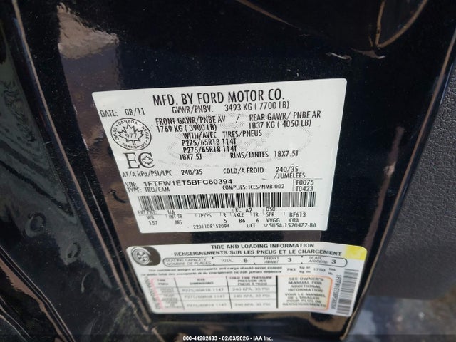 2011 FORD F-150 1FTFW1ET5BFC60394 Photo 8