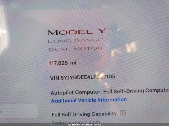 5YJYGDEE4LF027105 Tesla Model Y Long Range Dual Motor All-wheel Drive