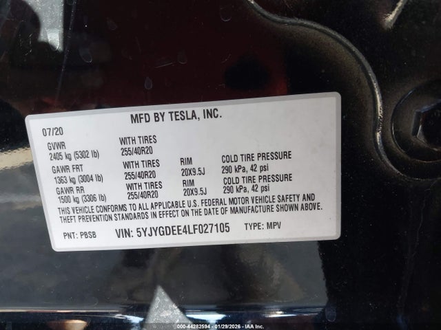 2020 TESLA MODEL Y 5YJYGDEE4LF027105 Photo 8
