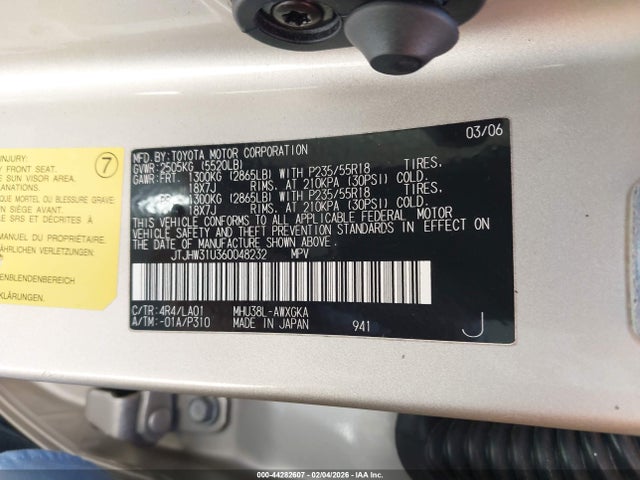 Продаж на аукціоні авто 2006 Lexus Rx 400h, vin: JTJHW31U360048232, номер лоту: 44282607