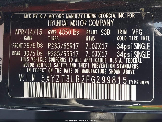 5XYZT3LB2FG299815 Hyundai Santa Fe Sport 2.4l