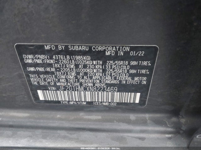 JF2GTHMCXN8223469 Subaru Crosstrek Limited