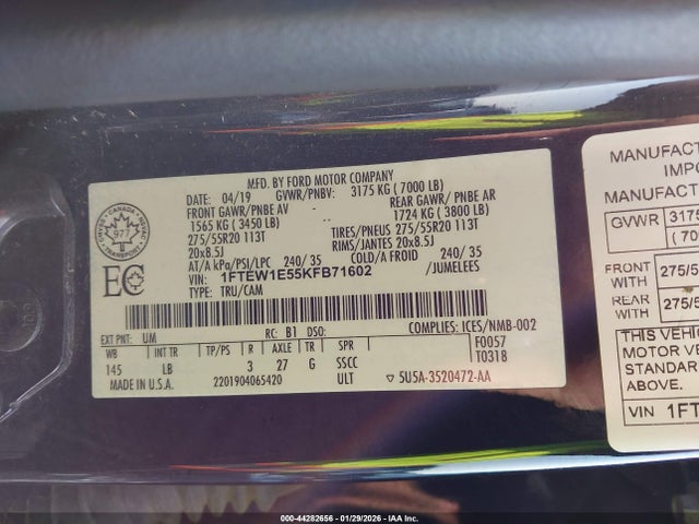 2019 FORD F-150 1FTEW1E55KFB71602 Photo 8