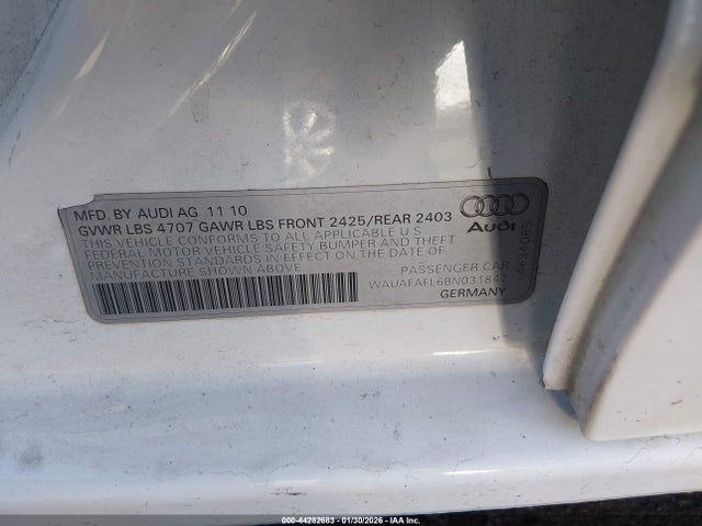 2011 AUDI A4 WAUAFAFL6BN031847 Photo 8