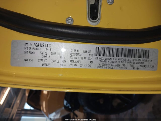 Aukcja sprzedaży 2016 Ram 1500 Sport, vin: 1C6RR7MT4GS327680, numer aukcji: 44282688