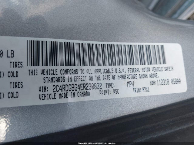 2014 Dodge Grand Caravan Se მანქანა იყიდება აუქციონზე, vin: 2C4RDGBG4ER230832, აუქციონის ნომერი: 44282699