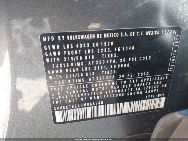 Продаж на аукціоні авто 2024 Volkswagen Taos 1.5t Se, vin: 3VVSX7B2XRM066840, номер лоту: 44282735