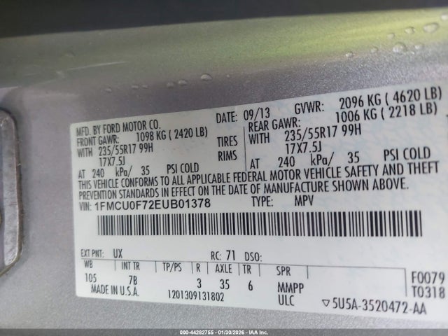 Ford ESCAPE S 2014 1FMCU0F72EUB01378 Image 9