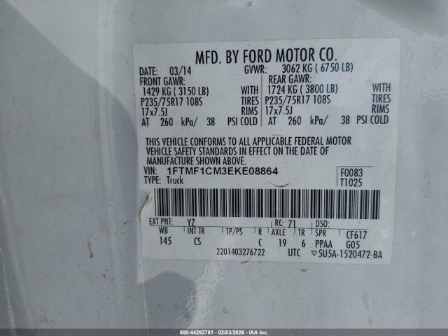 Ford F-150 Xl 2014 1FTMF1CM3EKE08864 Image 8