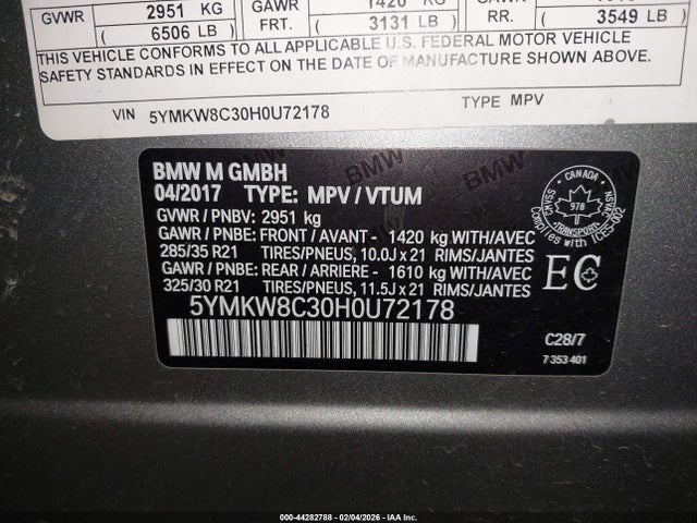 2017 BMW X6 M 5YMKW8C30H0U72178 Photo 8