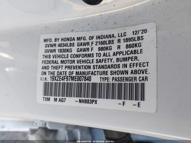 19XZE4F97ME007840 Honda Insight Touring