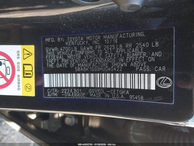 2017 LEXUS ES 350 58ABK1GG9HU040422 Photo 8