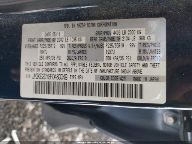 44282868 :رقم المزاد ، JM3KE2DY8F0480049 vin ، 2015 Mazda Cx-5 Grand Touring مزاد بيع
