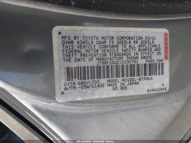 2001 LEXUS ES 300 JT8BF28G210330761 Photo 8