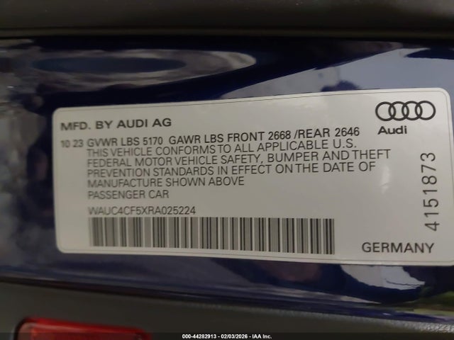 2024 AUDI S5 SPORTBACK WAUC4CF5XRA025224 Photo 8