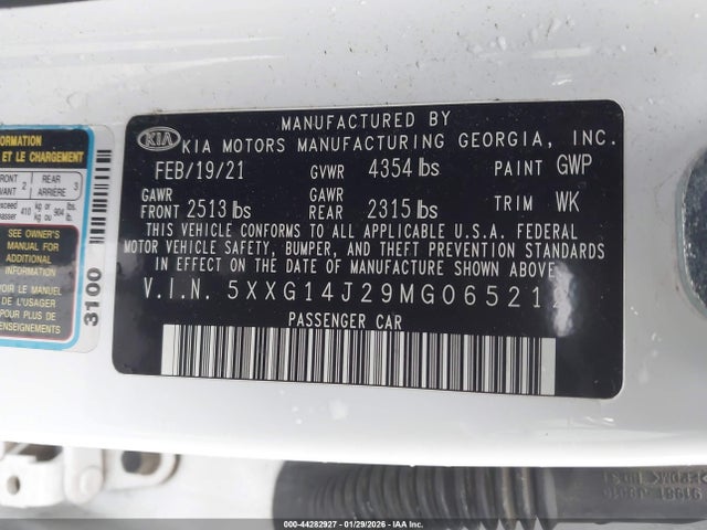 5XXG14J29MG065212 KIA K5 LXS