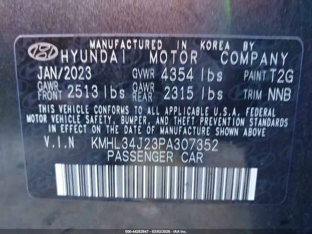 Aukcja sprzedaży 2023 Hyundai Sonata Limited, vin: KMHL34J23PA307352, numer aukcji: 44282947