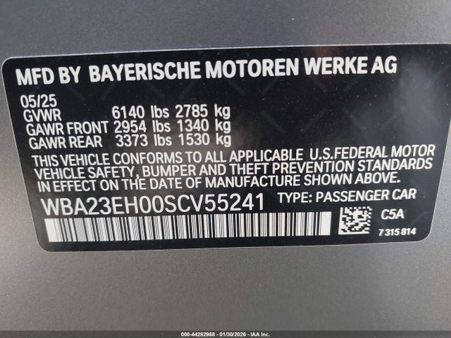 44282968 :رقم المزاد ، WBA23EH00SCV55241 vin ، 2025 Bmw 740i مزاد بيع