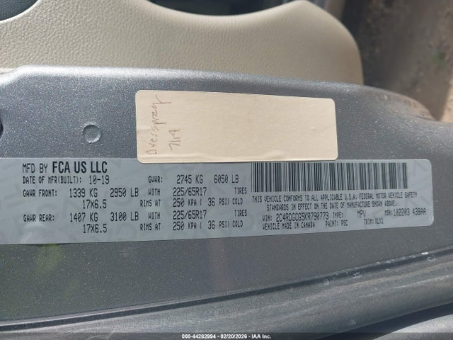 2C4RDGCG5KR790773 Dodge Grand Caravan Sxt