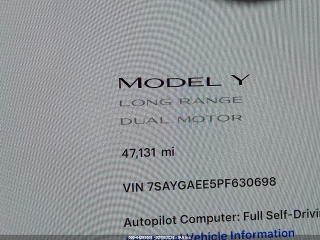7SAYGAEE5PF630698 Tesla Model Y Awd/long Range Dual Motor All-wheel Drive