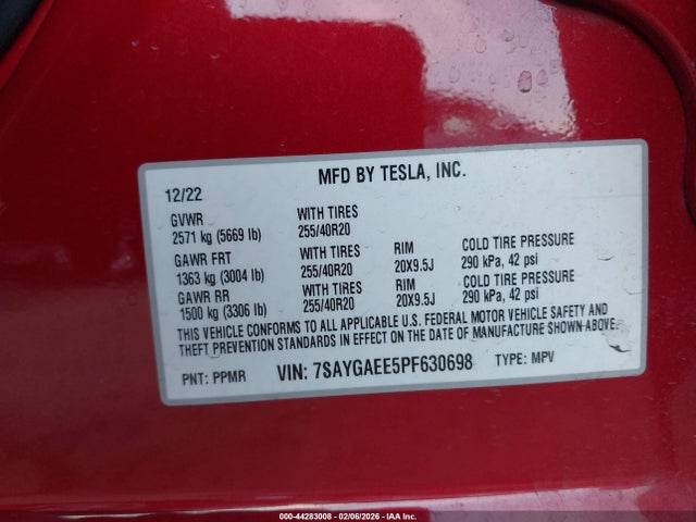 2023 TESLA MODEL Y 7SAYGAEE5PF630698 Photo 8