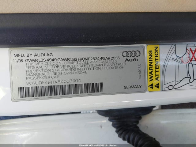 2009 AUDI A4 WAUDF48HX9K007604 Photo 8