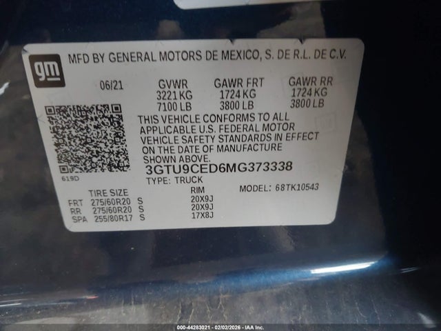 GMC Sierra 1500 4wd Short Box Elevation 2021 3GTU9CED6MG373338 Image 9