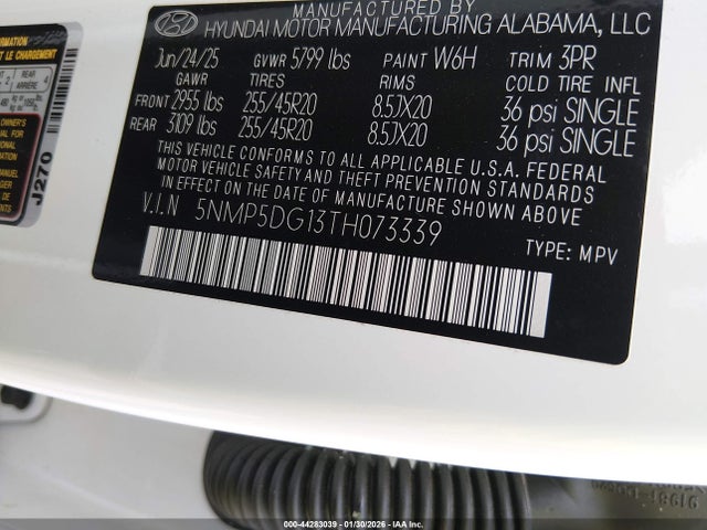 Продажа на аукционе авто 2026 Hyundai Santa Fe Hybrid Calligraphy, vin: 5NMP5DG13TH073339, номер лота: 44283039