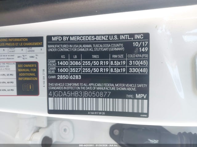 4JGDA5HB3JB050877 Mercedes-Benz Gle 350 4matic