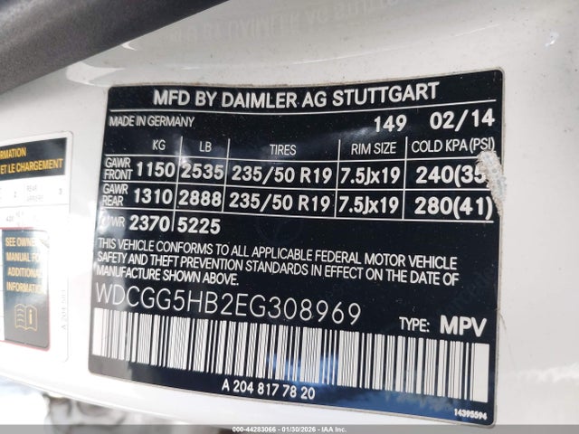 WDCGG5HB2EG308969 Mercedes-Benz GLK 350