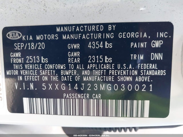5XXG14J23MG030021 KIA K5 LXS