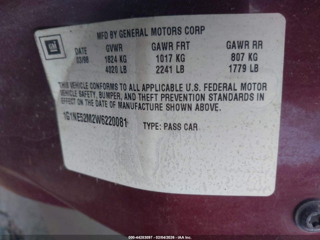1998 CHEVROLET MALIBU 1G1NE52M2W6220081 Photo 8