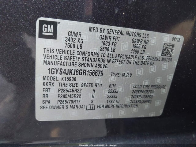 2016 CADILLAC ESCALADE ESV 1GYS4JKJ6GR156679 Photo 8