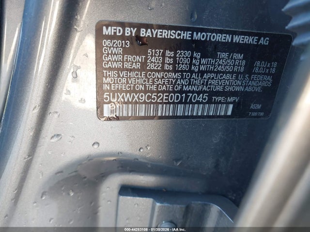 Aukcja sprzedaży 2014 Bmw X3 Xdrive28i, vin: 5UXWX9C52E0D17045, numer aukcji: 44283108