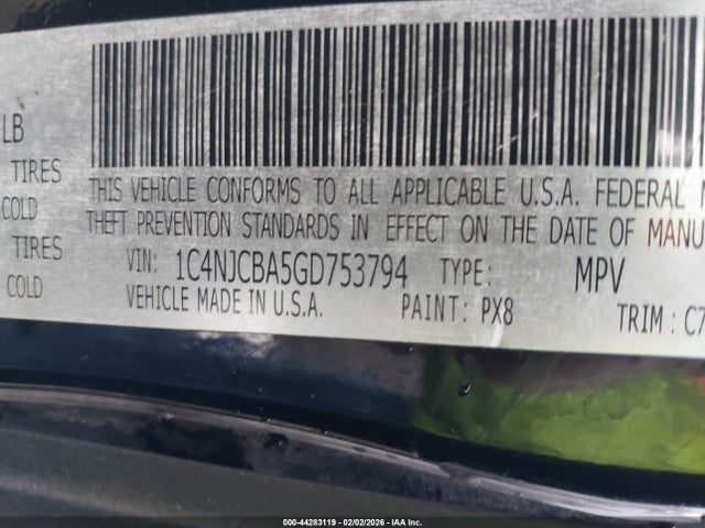 1C4NJCBA5GD753794 Jeep Compass Sport