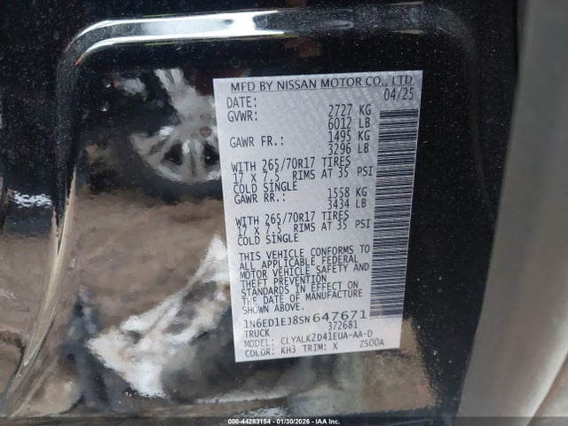Продаж на аукціоні авто 2025 Nissan Frontier Pro-x 4x2, vin: 1N6ED1EJ8SN647671, номер лоту: 44283154