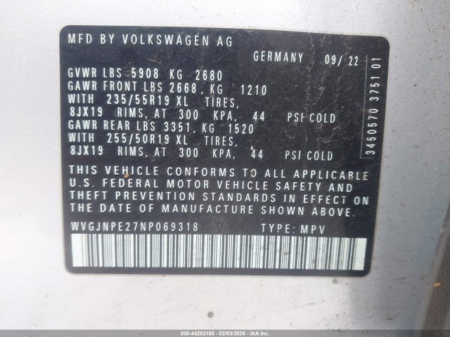 2022 VOLKSWAGEN ID.4 WVGJNPE27NP069318 Photo 8