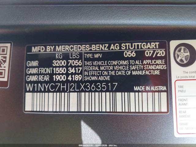 Продаж на аукціоні авто 2020 Mercedes-benz Amg G 63 4matic, vin: W1NYC7HJ2LX363517, номер лоту: 44283191